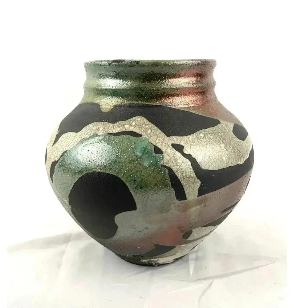 VTG‎ Pottery Vase Abstract Handmade Art Unique 7.5